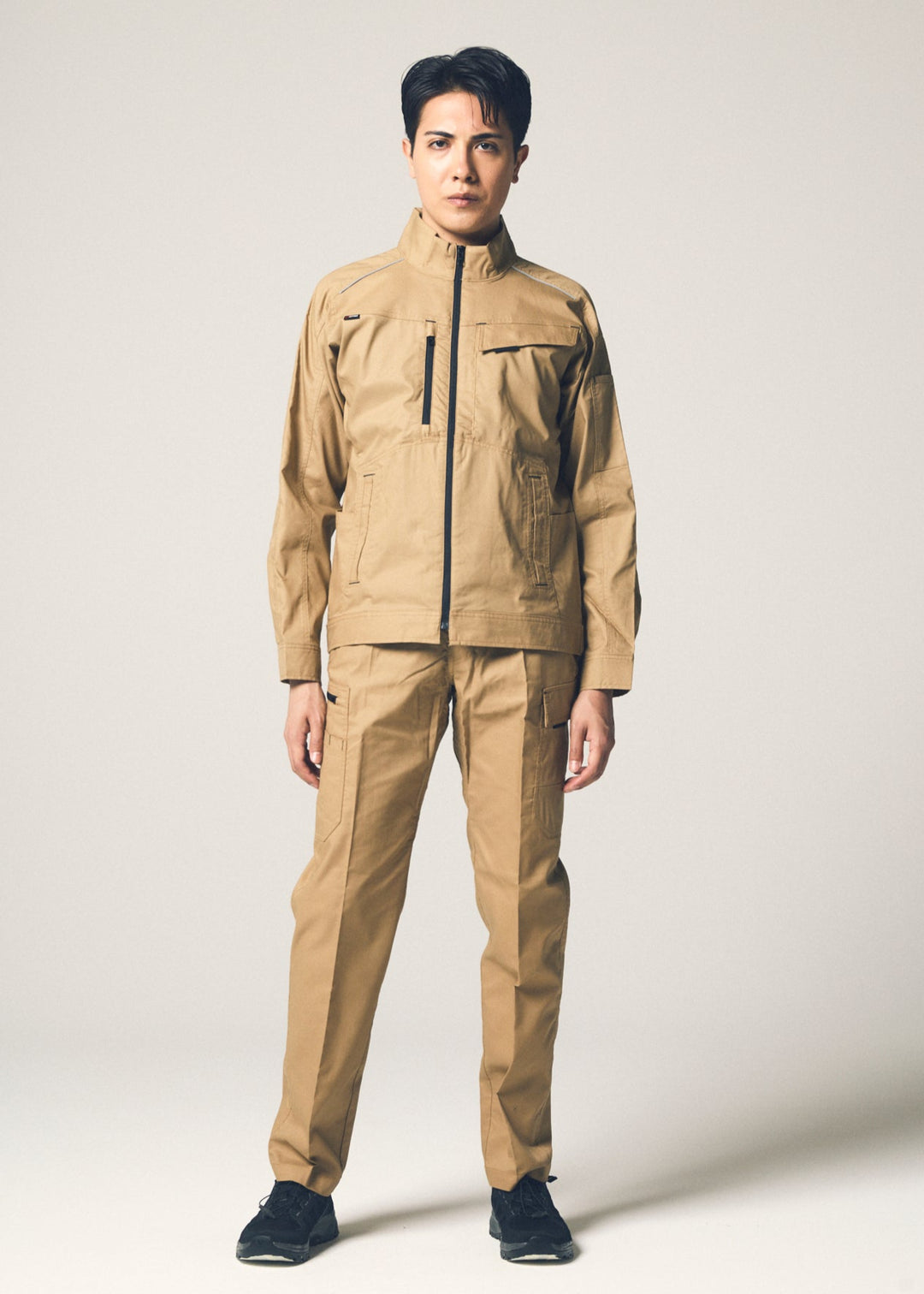 ［AITOZ］3330 Lightweight Stretch MOBINCUT Bungee Tech Long Sleeve Blouson (80% Polyester, 20% Cotton / Unisex) for Spring and Summer