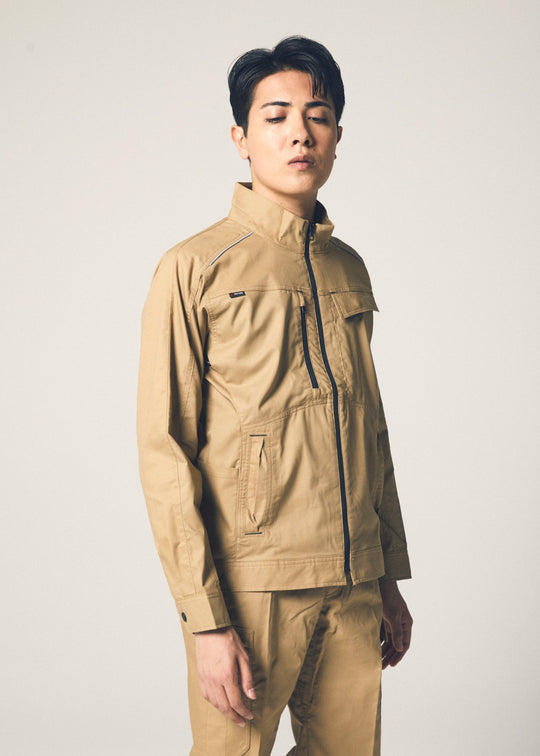 ［AITOZ］3330 Lightweight Stretch MOBINCUT Bungee Tech Long Sleeve Blouson (80% Polyester, 20% Cotton / Unisex) for Spring and Summer