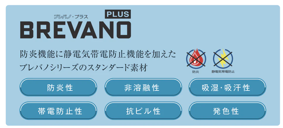 ［SOWA］6052-02 Brevano Plus Flame-Retardant Long-Sleeve Shirt (50% Cotton, 45% Modacrylic, 5% Polyester) / Unisex, Year-Round Wear